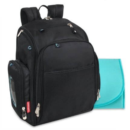 Fisher-Price Fastfinder Multi-Pocket Diaper Bag Backpack - Teal Interior + Changing Pad