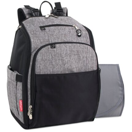 Fisher-Price Fastfinder Multi-Pocket Diaper Bag Backpack - Heather Grey